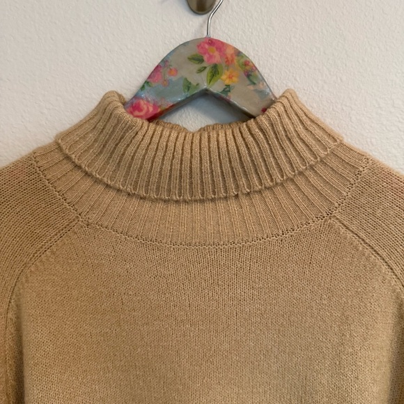 Sand Beige Turtleneck Sweater hi-lo hem - Picture 5 of 7